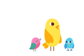 大きな鳥一羽と小さな鳥